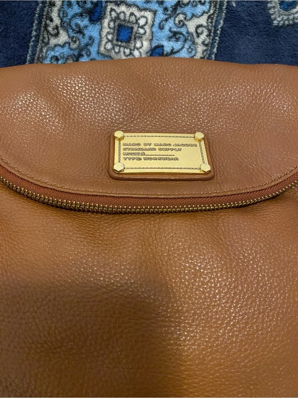 Marc by Marc Jacobs Tan Pebbled Leather Crossbody with Gold Plaque